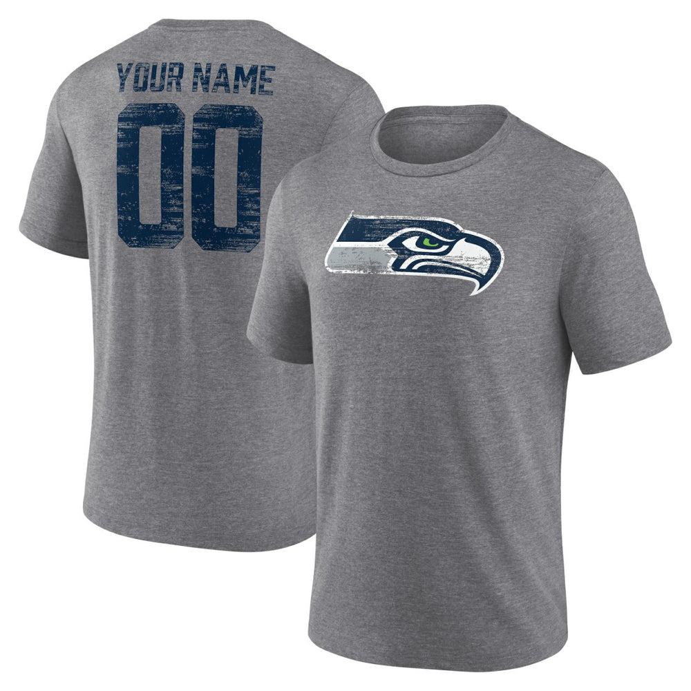 Seattle Seahawks Heritage Custom Name & Number Tri-Blend T-Shirt - Gray cheap