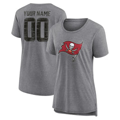 Tampa Bay Buccaneers Women's Heritage Custom Name & Number Tri-Blend T-Shirt - Gray outlet