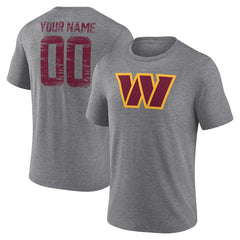 Washington Commanders Heritage Custom Name & Number Tri-Blend T-Shirt - Gray discount