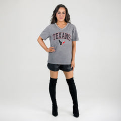 Houston Texans Gameday Couture Women's Relaxed Iconic Edge Rhinestone V-Neck T-Shirt - Gray sale