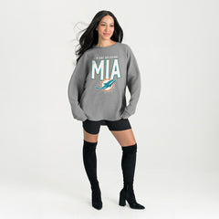Miami Dolphins Gameday Couture Women's Oversized Pure Motion Corded Sweatshirt - Gray for sale