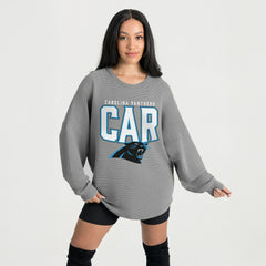 Carolina Panthers Gameday Couture Women's Oversized Pure Motion Corded Sweatshirt - Gray discount