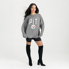 Pittsburgh Steelers Gameday Couture Women's Oversized Pure Motion Corded Sweatshirt - Gray cheap
