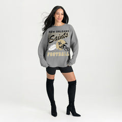 New Orleans Saints Gameday Couture Women's Oversized Sweet Victory Corded Sweatshirt - Gray discount