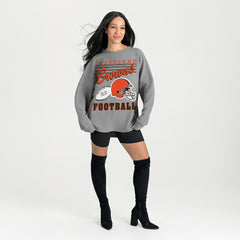 Cleveland Browns Gameday Couture Women's Oversized Sweet Victory Corded Sweatshirt - Gray for sale