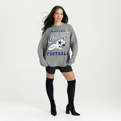 Dallas Cowboys Gameday Couture Women's Oversized Sweet Victory Corded Sweatshirt - Gray for sale
