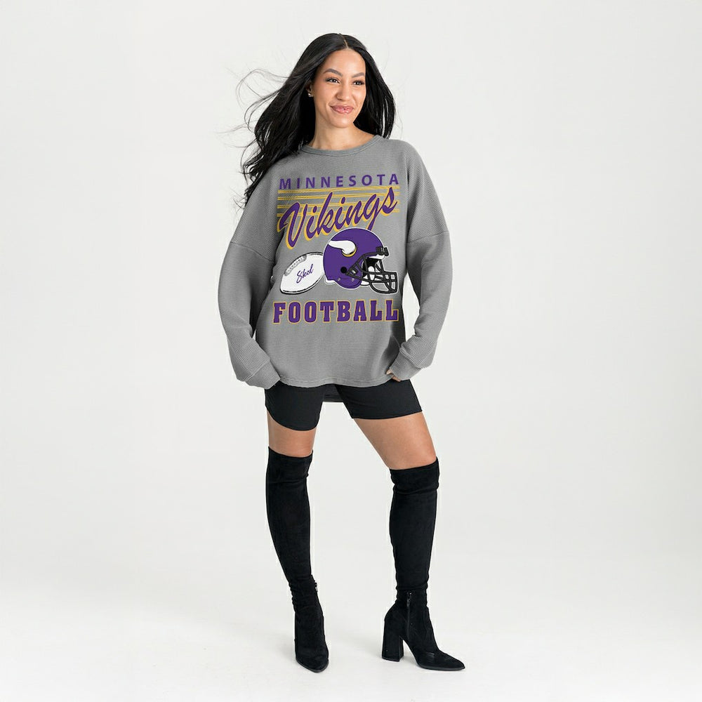 Minnesota Vikings Gameday Couture Women's Oversized Sweet Victory Corded Sweatshirt - Gray outlet