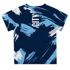 Manchester City Vive La Fete Youth Paint Brush T-Shirt - Navy discount