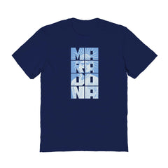 Diego Maradona Argentina National Team Vive La Fete Portrait T-Shirt - Navy for sale