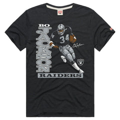 Bo Jackson Las Vegas Raiders Homage Unisex Retired Player Classic Caricature T-Shirt - Charcoal on sale