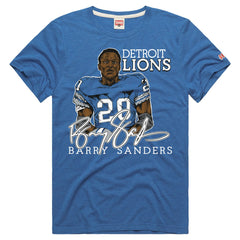 Barry Sanders Detroit Lions Homage Unisex Retired Player Classic Caricature Tri-Blend T-Shirt - Blue outlet