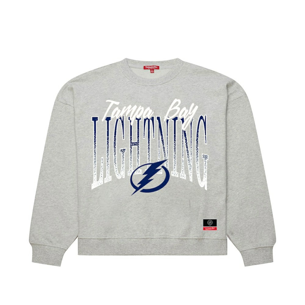 Tampa Bay Lightning Mitchell & Ness Women's Hockey Night Sweatshirt Heather Gray