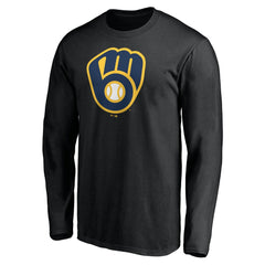 Milwaukee Brewers Team Logo Long Sleeve T-Shirt - Black