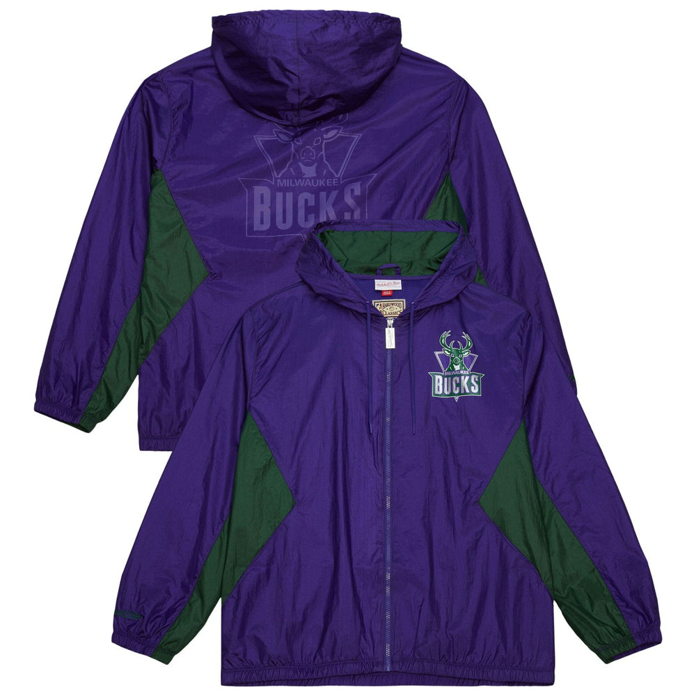Milwaukee Bucks Playmaker Full-Zip Hooded Windbreaker Jacket - Purple | Mitchell & Ness discount