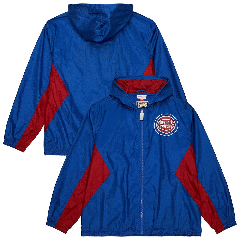 Detroit Pistons Playmaker Full-Zip Hooded Windbreaker Jacket sale - Blue | Mitchell & Ness on sale