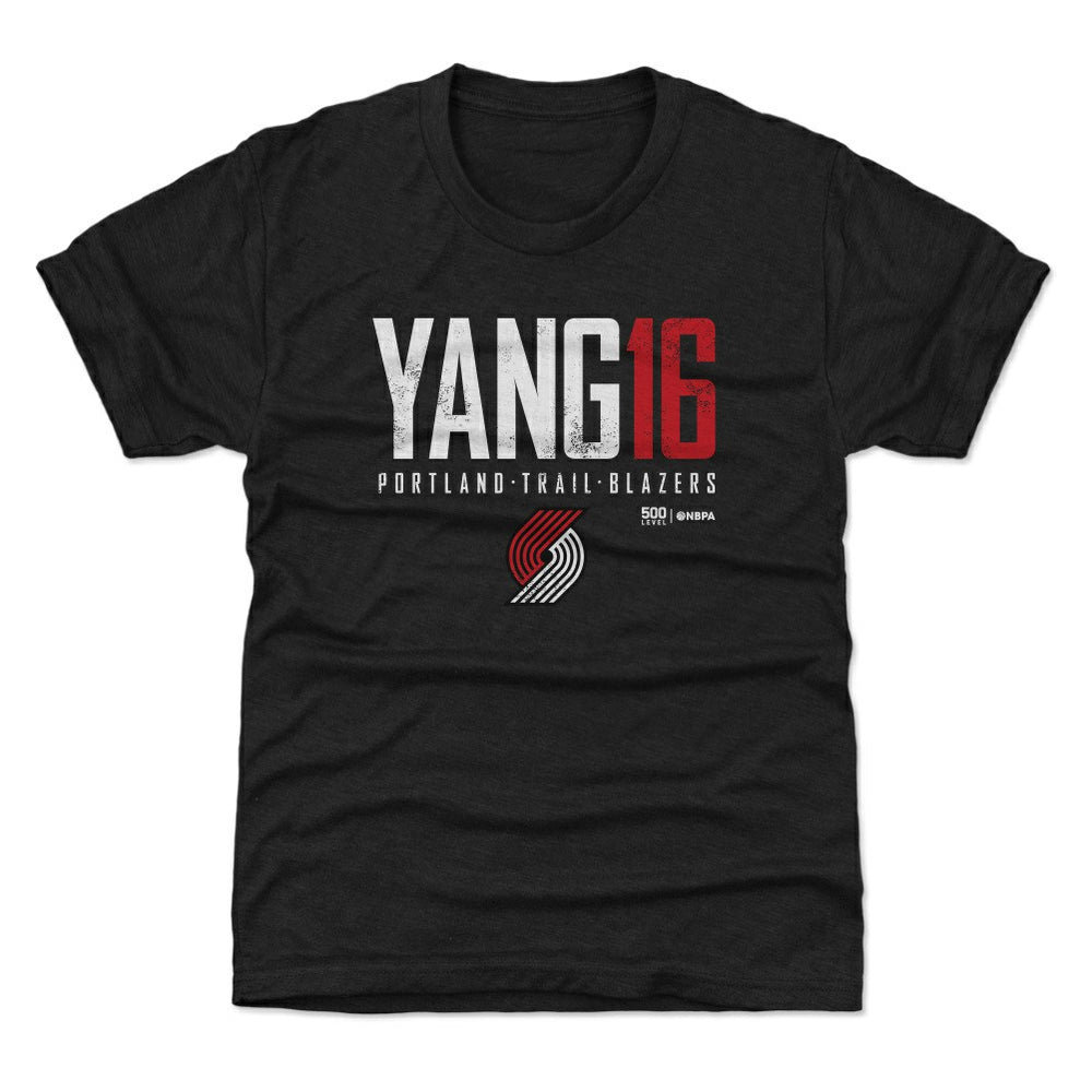 Yang Hansen Portland Trail Blazers 500 Level Youth Elite Name & Number T-Shirt - Black sale