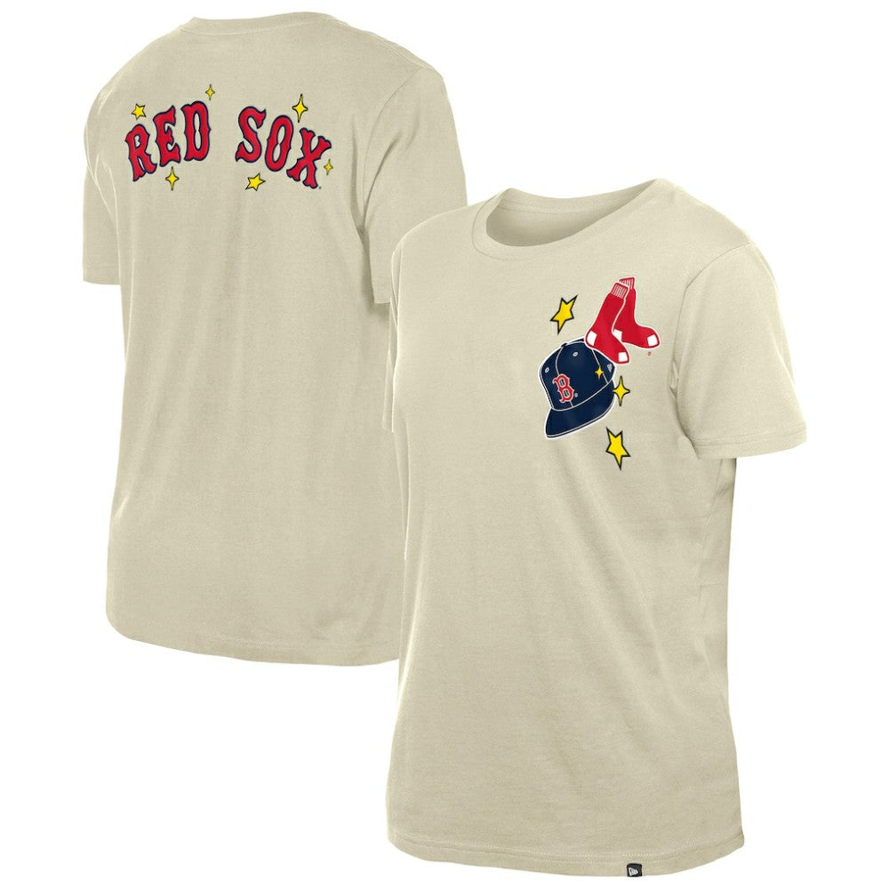 Boston Red Sox Women's Stars & Cap T-Shirt - Cream | New Era