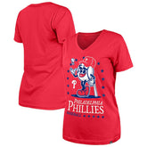 Philadelphia Phillies Women's Little Miss 2 V-Neck T-Shirt - Red | New Era
