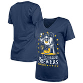 Milwaukee Brewers Women's Little Miss 2 V-Neck T-Shirt - Navy | New Era