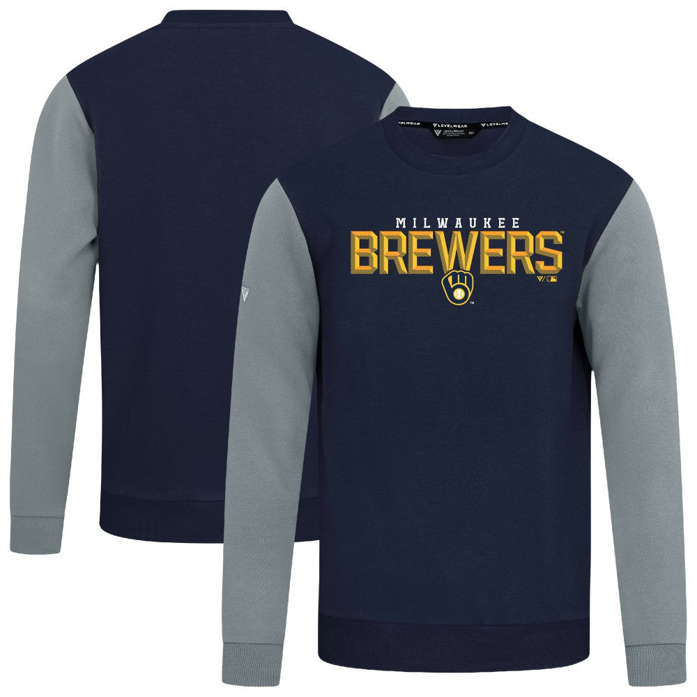 Milwaukee Brewers Levelwear Throwback Ultimate Carve Sweatshirt - Navy
