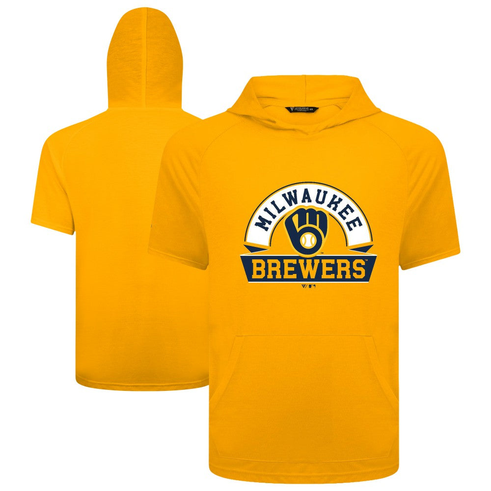 Milwaukee Brewers Levelwear Phase Banner Arch Hoodie T-Shirt - Gold