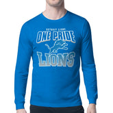 Detroit Lions Starter Comic Style Slogan Long Sleeve T-Shirt - Blue outlet
