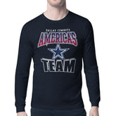 Dallas Cowboys Starter Comic Style Slogan Long Sleeve T-Shirt - Navy discount