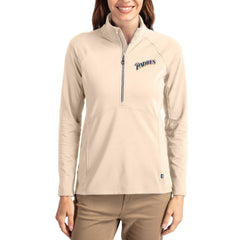 San Diego Padres Cutter & Buck Women's Cooperstown Collection Adapt Eco Knit Stretch Half-Zip Pullover - Tan