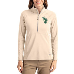 Athletics Cutter & Buck Women's Cooperstown Collection Adapt Eco Knit Stretch Half-Zip Pullover - Tan