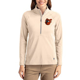 Baltimore Orioles Cutter & Buck Women's Cooperstown Collection Adapt Eco Knit Stretch Half-Zip Pullover - Tan