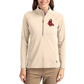 Boston Red Sox Cutter & Buck Women's Cooperstown Collection Adapt Eco Knit Stretch Half-Zip Pullover - Tan