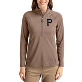 Pittsburgh Pirates Cutter & Buck Women's Adapt Eco Knit Stretch Half-Zip Pullover - Brown