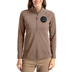 Chicago Cubs Cutter & Buck Women's Adapt Eco Knit Stretch Half-Zip Pullover - Brown