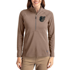 Baltimore Orioles Cutter & Buck Women's Adapt Eco Knit Stretch Half-Zip Pullover - Brown