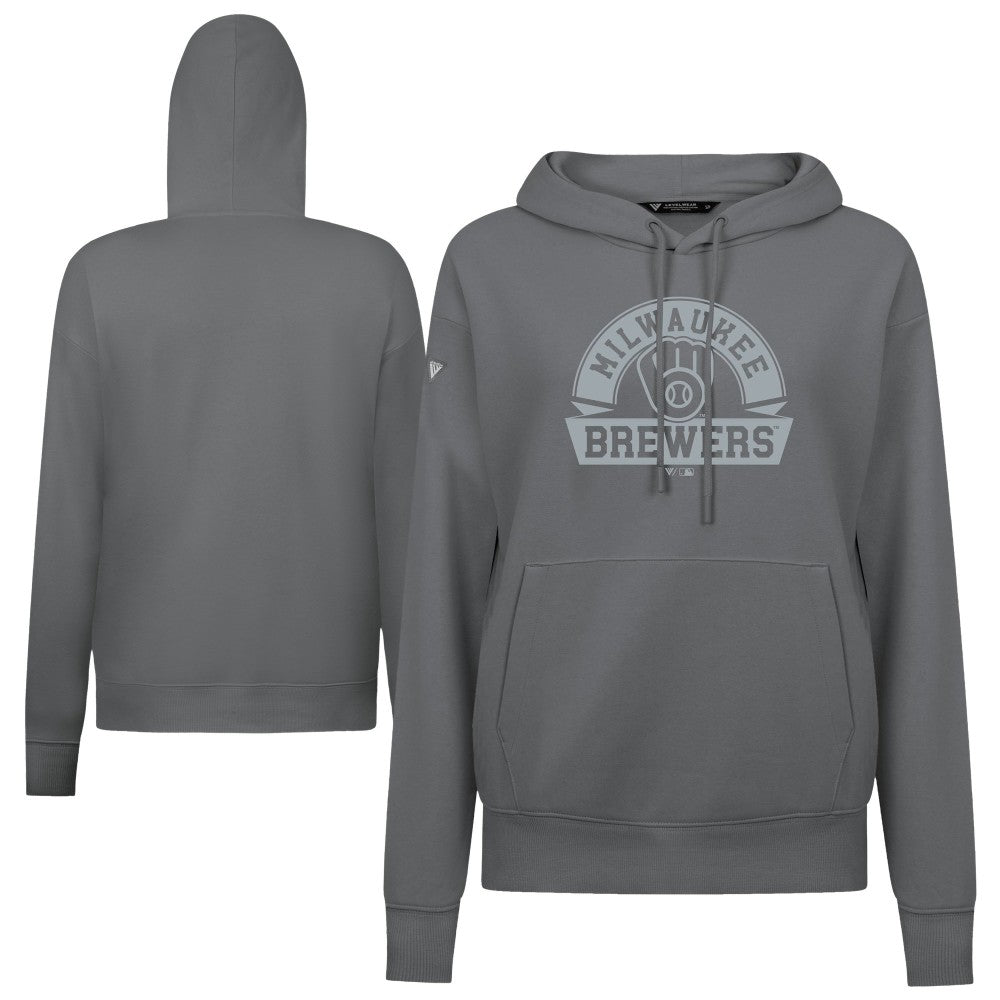 Milwaukee Brewers Levelwear Women's Adorn Banner Arch Hoodie - Stone