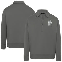 Seattle Mariners Levelwear Women's Canmore Chenille Logo Quarter-Zip Top - Stone