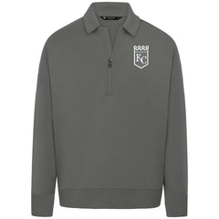 Kansas City Royals Levelwear Women's Canmore Chenille Logo Quarter-Zip Top - Stone