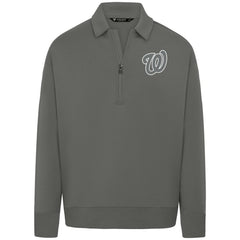 Washington Nationals Levelwear Women's Canmore Chenille Logo Quarter-Zip Top - Stone