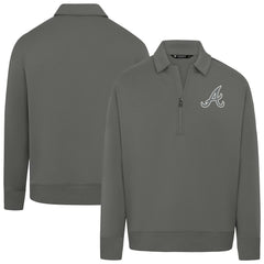 Atlanta Braves Levelwear Women's Canmore Chenille Logo Quarter-Zip Top - Stone