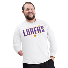 Los Angeles Lakers G-III Sports by Carl Banks Adaptive Printed Mesh Effect Long Sleeve T-Shirt - White for sale