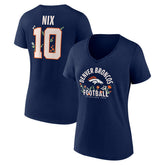 Bo Nix Denver Broncos Women's Floral Name & Number V-Neck T-Shirt - Navy sale