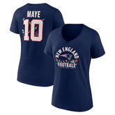 Drake Maye New England Patriots Women's Floral Name & Number V-Neck T-Shirt - Navy outlet