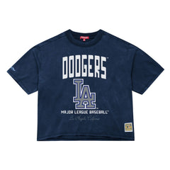 Los Angeles Dodgers Women's Cooperstown Cropped Boxy T-Shirt - Blue | Mitchell & Ness