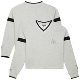 Los Angeles Dodgers Women's Cooperstown Collection V-Neck Cropped Toggle Sweatshirt - Heather Gray | Mitchell & Ness