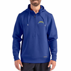 Los Angeles Chargers Cutter & Buck Roam Eco Half-Zip Recycled Pullover Hoodie - Blue online
