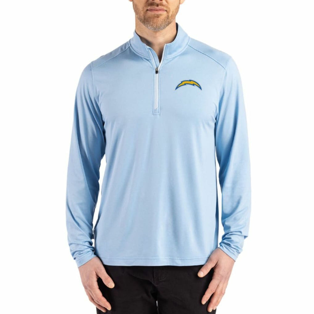 Los Angeles Chargers Cutter & Buck Coastline Epic Comfort Recycled Quarter-Zip Pullover - Powder Blue for sale
