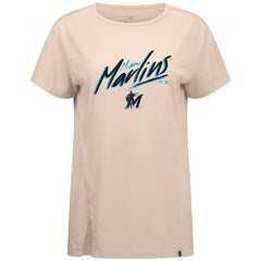 Miami Marlins Levelwear Women's Influx Sizzle T-Shirt - Khaki