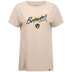 Milwaukee Brewers Levelwear Women's Influx Sizzle T-Shirt - Khaki