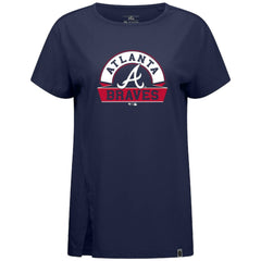 Atlanta Braves Levelwear Women's Influx Banner Arch T-Shirt - Navy
