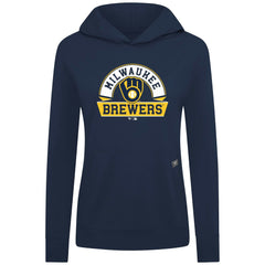Milwaukee Brewers Levelwear Women's Relay Banner Arch Long Sleeve T-Shirt Hoodie - Navy